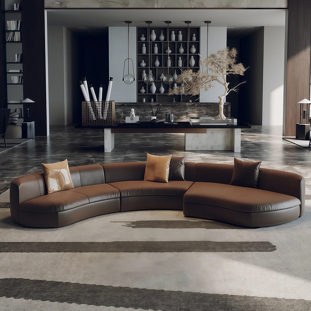 Premium Curved Leather Couch for Hotel Lobby