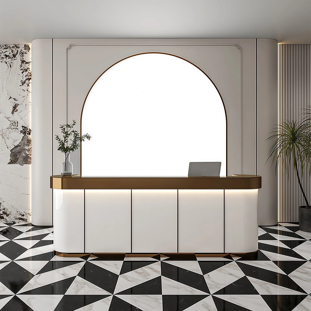 Modern Stainless Steel Reception Desk - Maoters