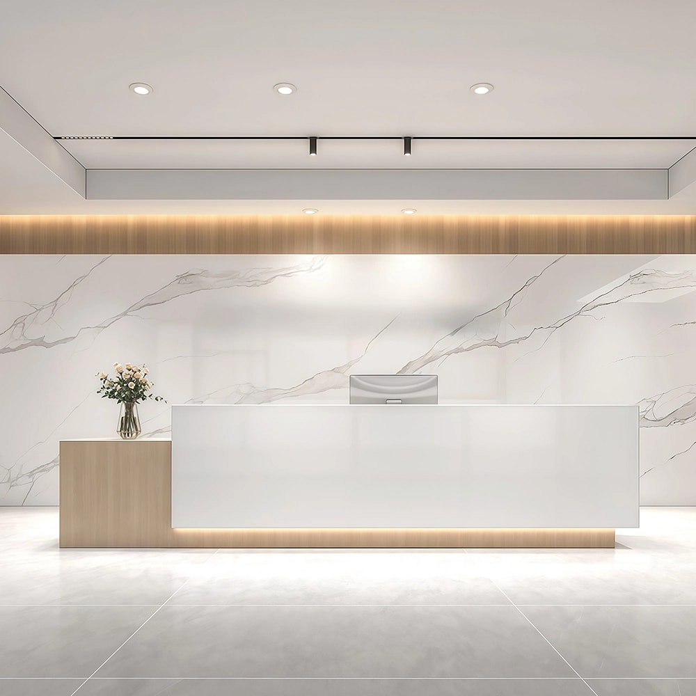 Simple Geometric Reception Desk for Workplace - Maoters