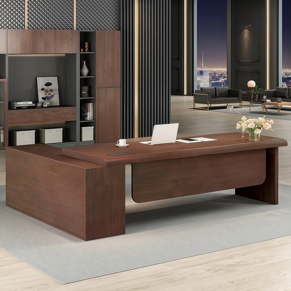 Office Wood L-Shape Executive Desk - Maoters
