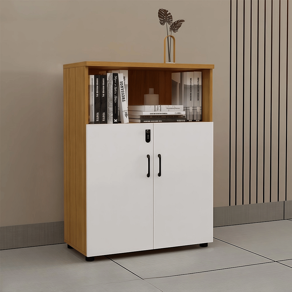 Lockable File Cabinet with Open Shelf - Maoters