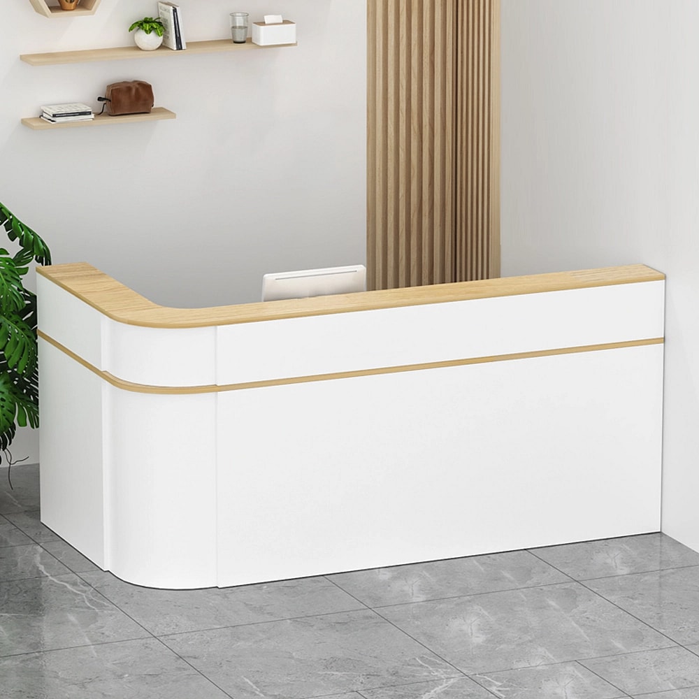 Single Curved L-Shaped Reception Desk - Maoters