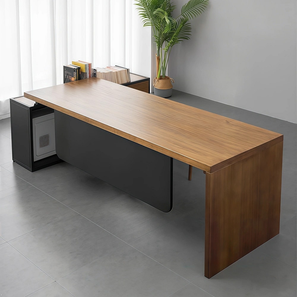 Minimal Office Wood Top Manager Desk - Maoters