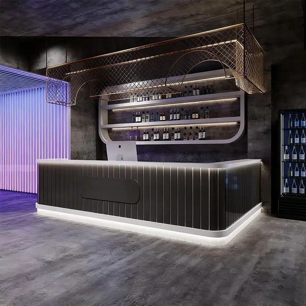 Modern Curved LED Lighted Reception Desk - Maoters