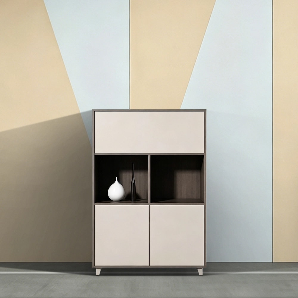 Modern Office Storage Cabinet with Open Shelves - Maoters