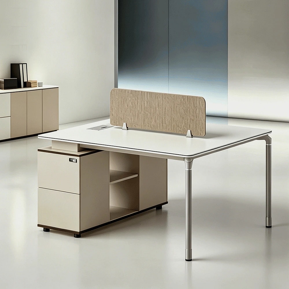 Modern Minimalist Staff Desk with Lock & Partition