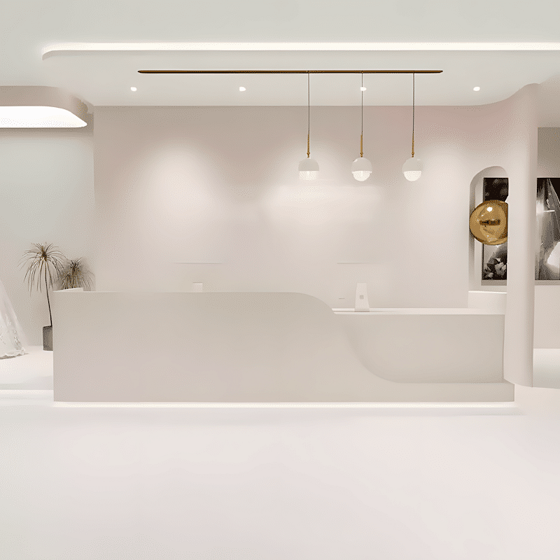 Modern Wave Curved Reception Desk for Salons - Maoters