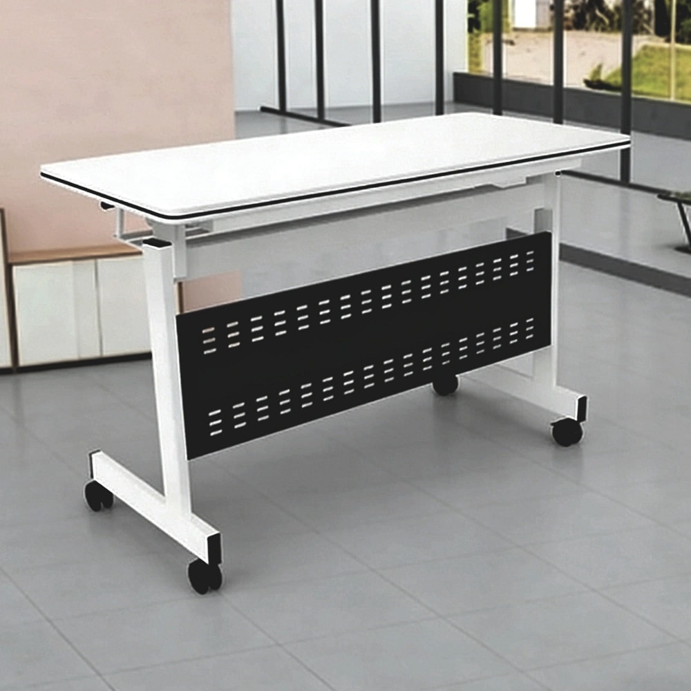 Modern Mobile Folding Training Table with Privacy Panel - Maoters
