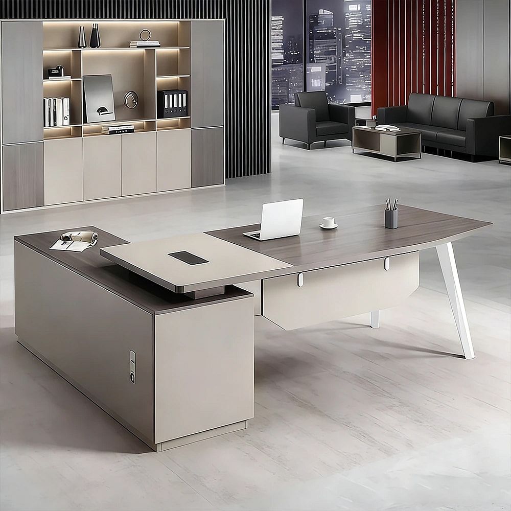 Modern Executive Desk With Side Cabinet - Maoters