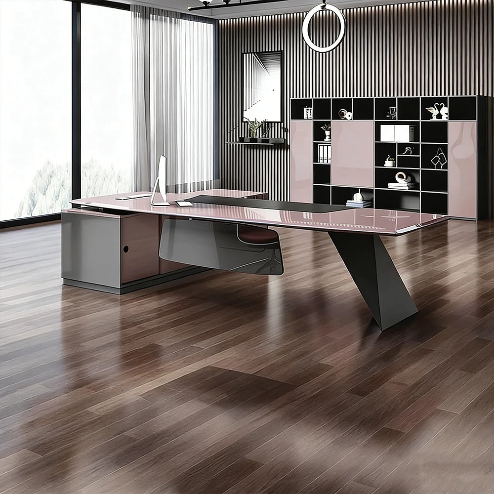 Modern Gloss L-Shaped Executive Desk - Maoters