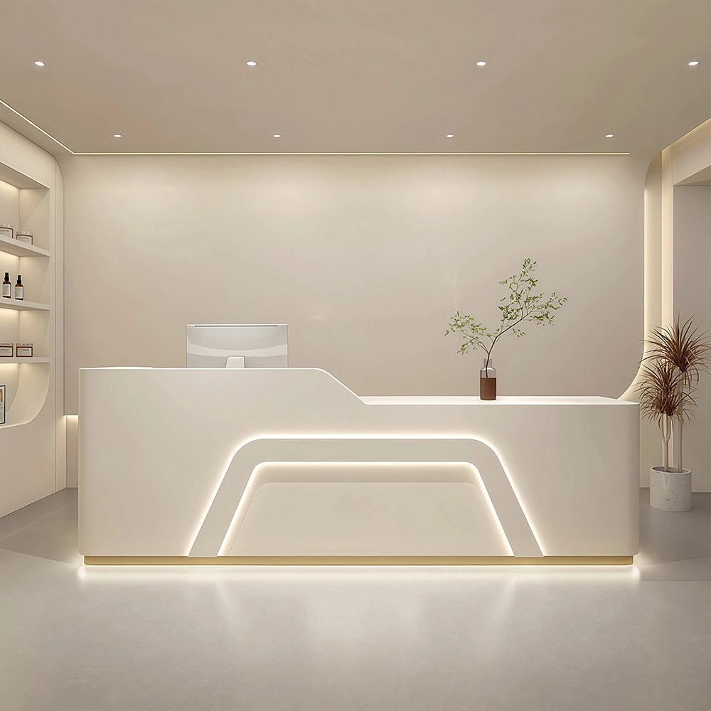 Beauty Salon Milky white Reception Counter Desk - Maoters