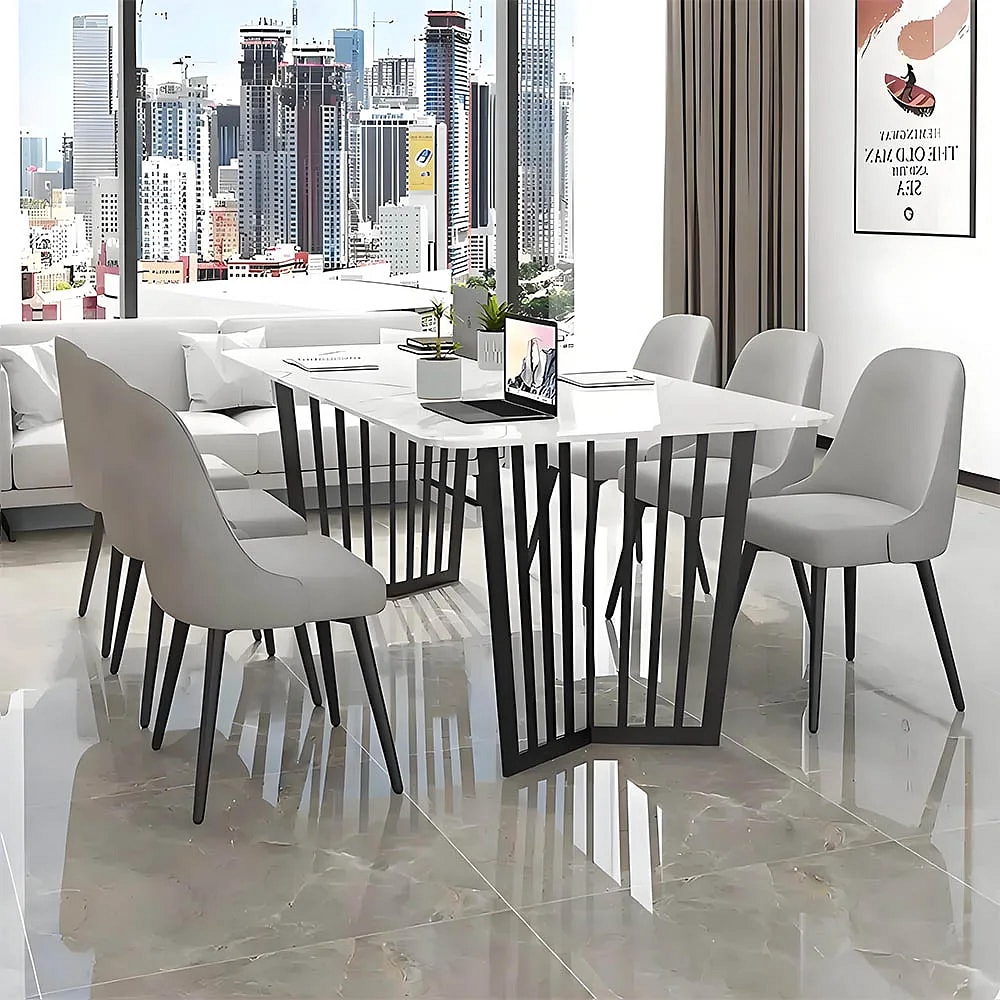 Modern Veined Slab Meeting Table - Maoters