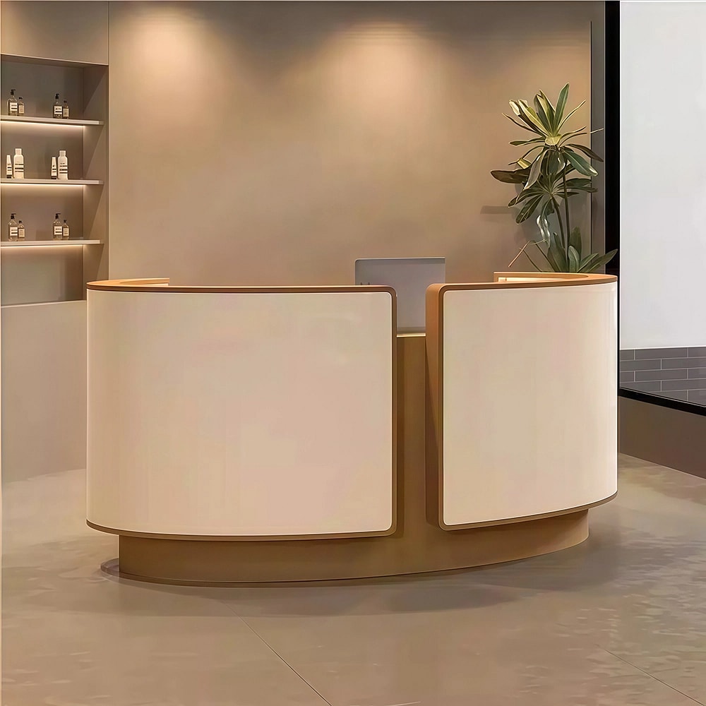 Curved Salon Reception Desk – Beauty & Boutique Counter