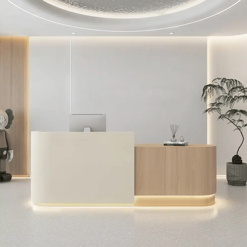 Soft Rounded Dual Tone Lobby Front Desk - Maoters