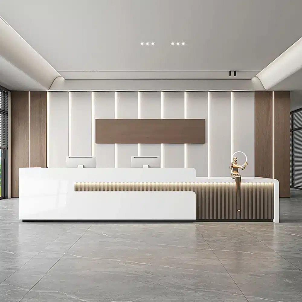 Large Commercial Asymmetrical Reception Desk - Maoters