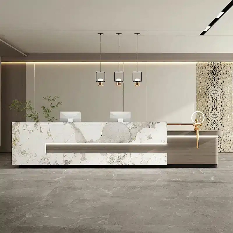 Marble Grain Step Reception Desk - Maoters