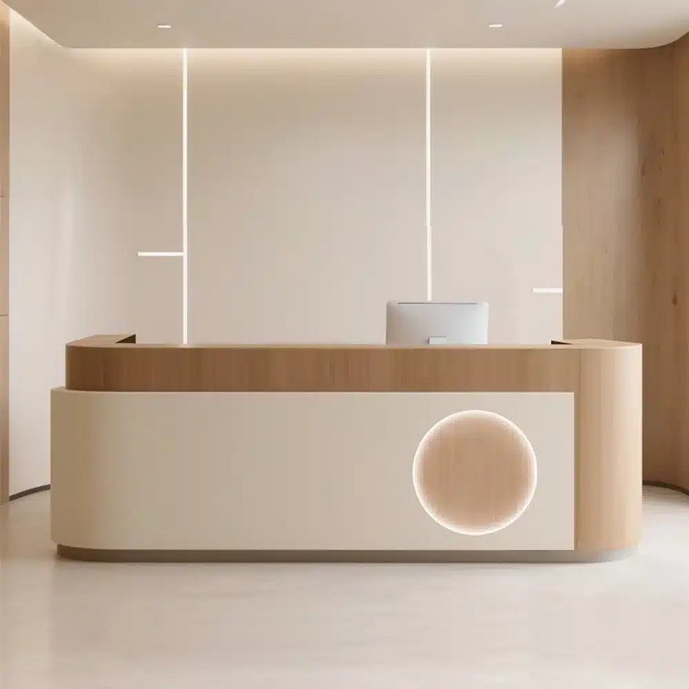Minimalist Wood Accent Reception Desk - Maoters