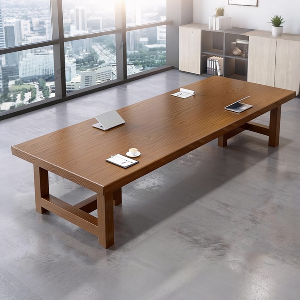 Long Rustic Wooden Conference Table - Maoters