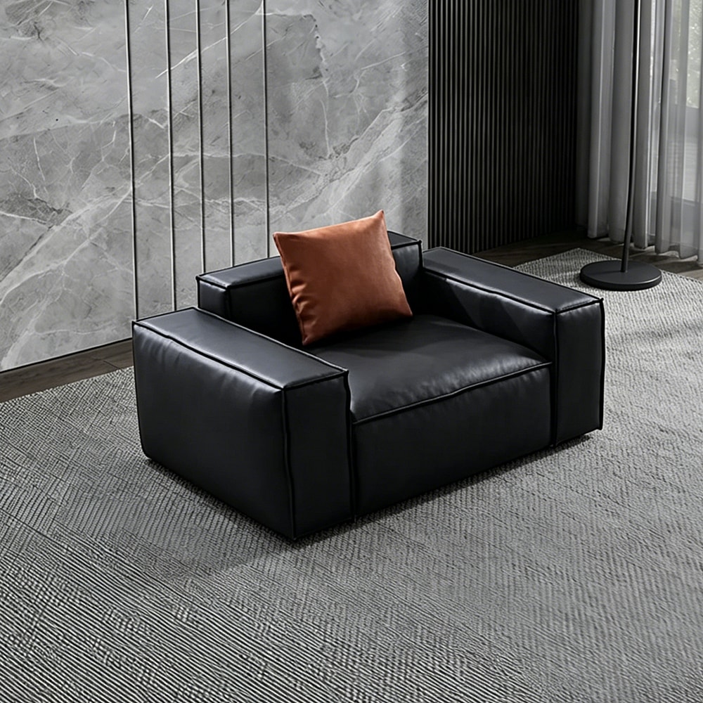Modern Black Leather Lounge Chair - Maoters