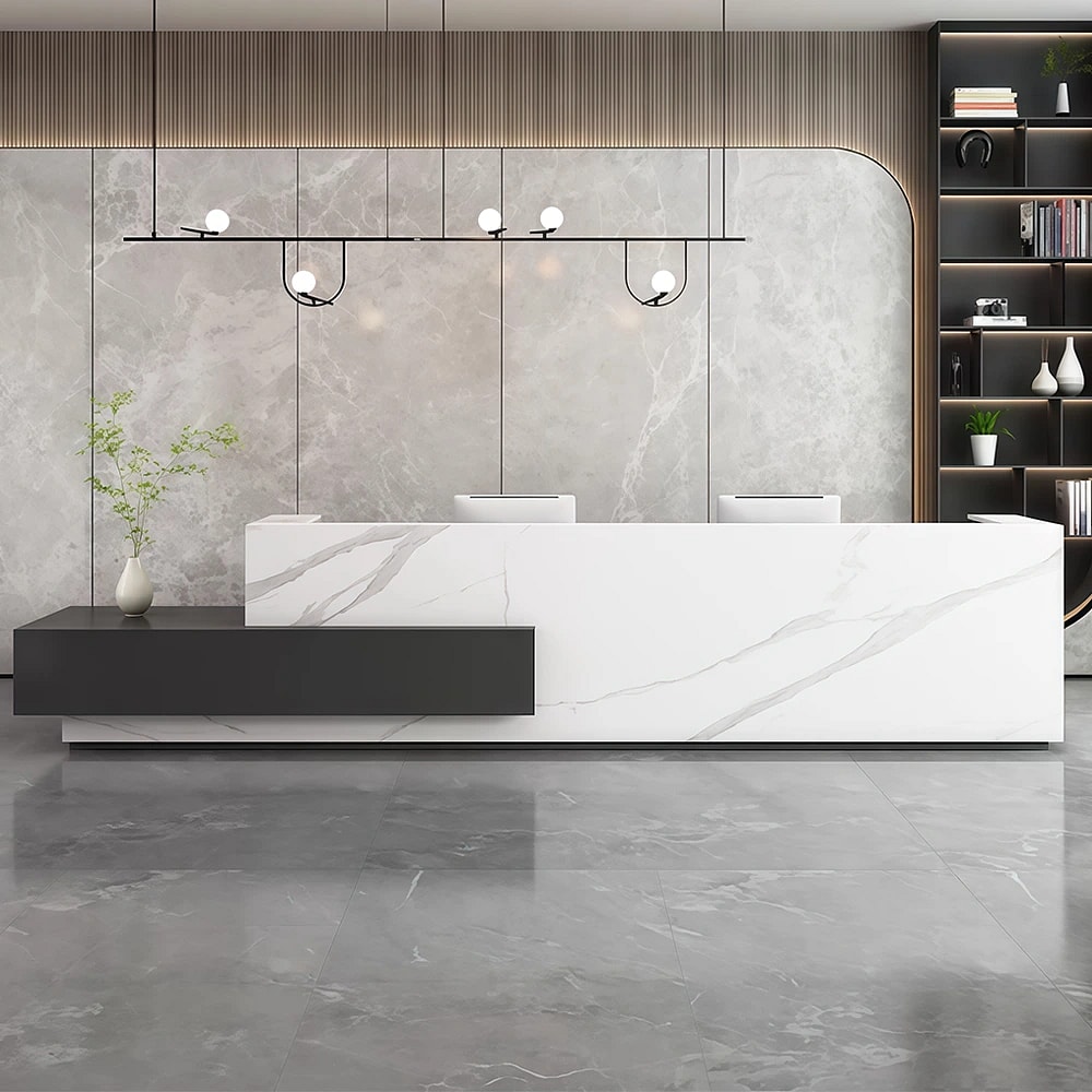 Linear Reception Desk with Side Extension - Maoters