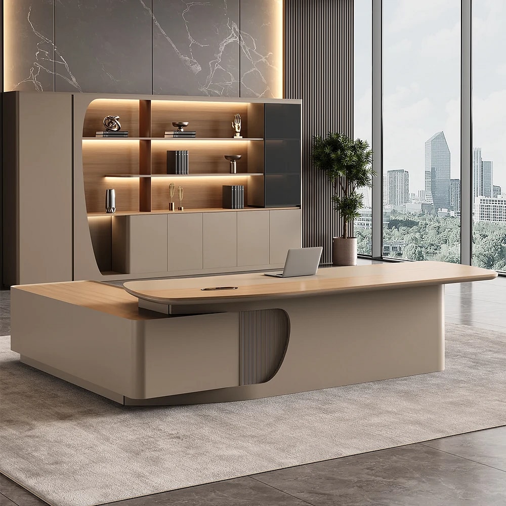 Office Curved L-Shape Executive Desk - Maoters
