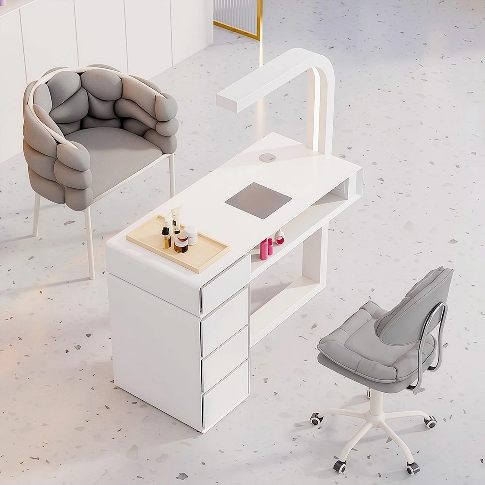 Ins Style Nail Table with Vacuum Light