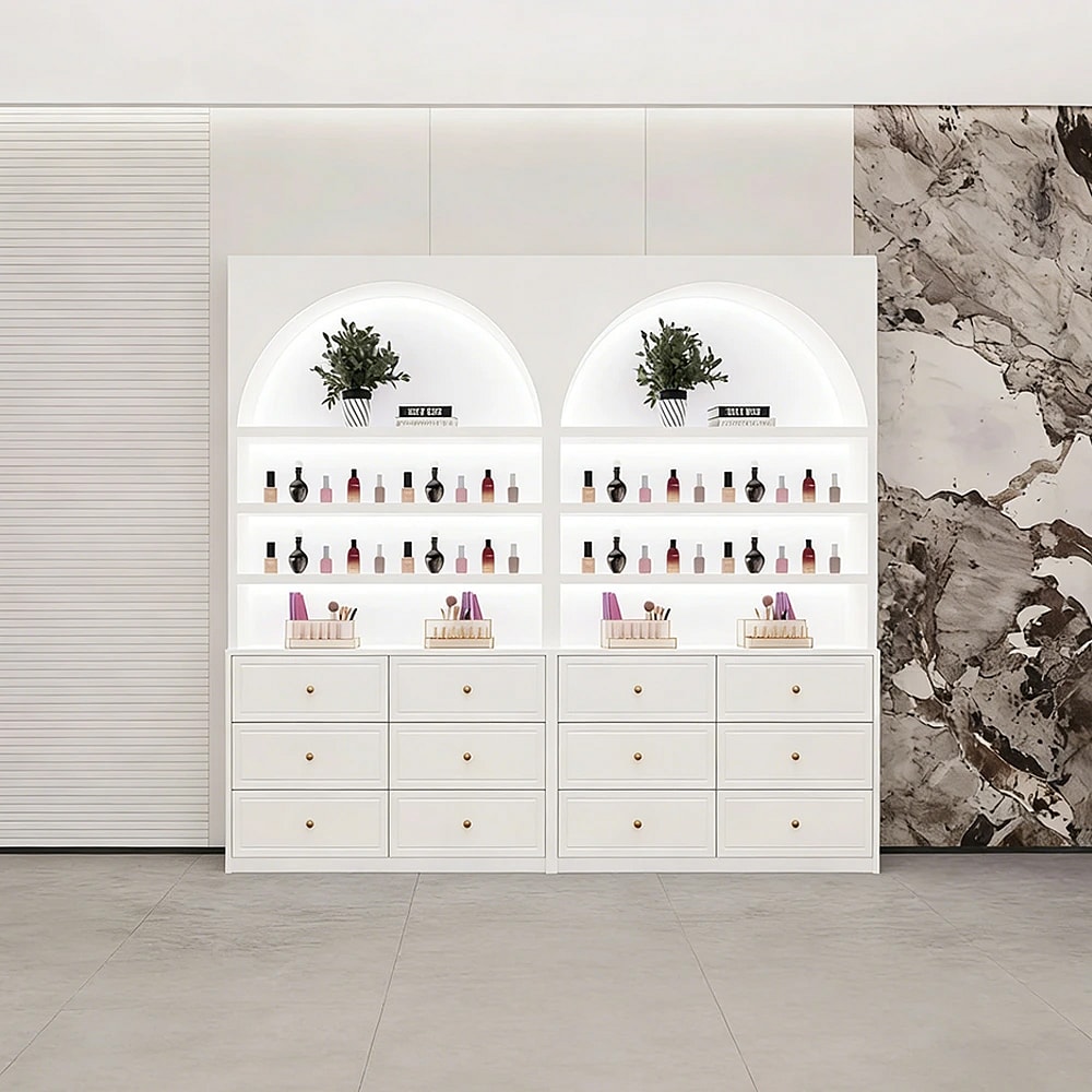Tall Nail Salon Display Cabinet for Cosmetics