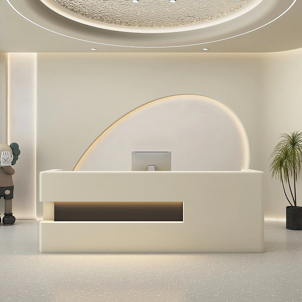 Light Luxury Beige Reception Desk - Maoters