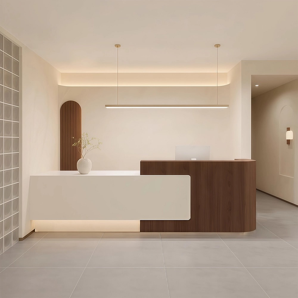 Minimalist Wood Grain Reception Desk - Maoters