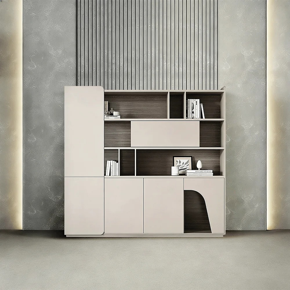 Contemporary Office Bookcase and Display Cabinet Combo