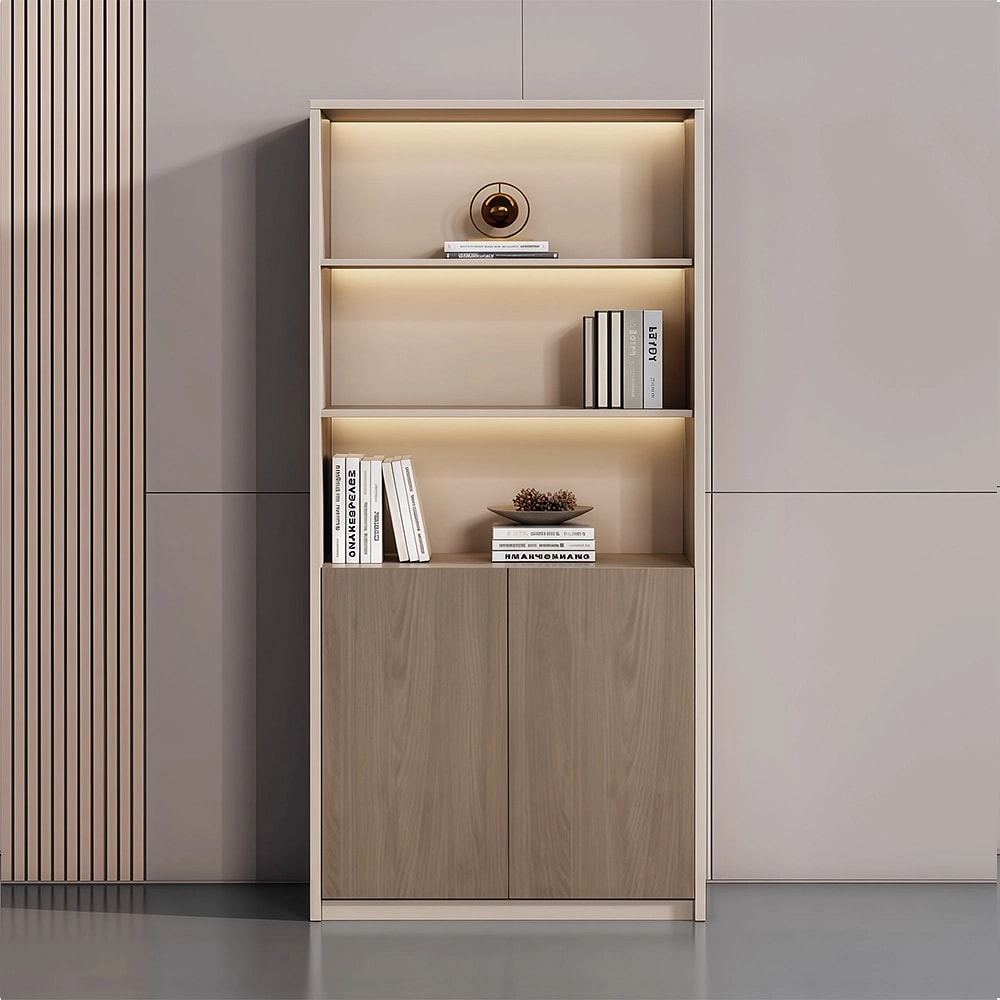 Modern Executive Office Storage Cabinet with LED Shelves - Maoters