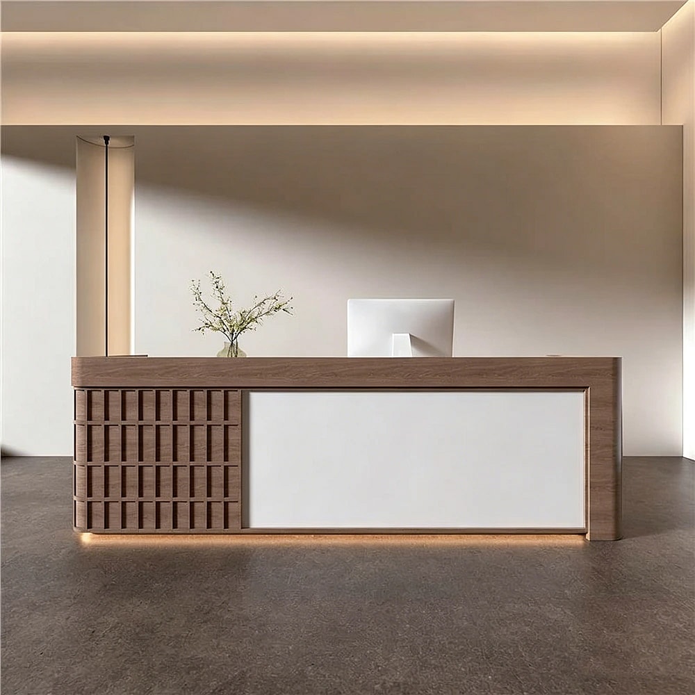 Luxury Minimalist Wood Reception Desk - Maoters