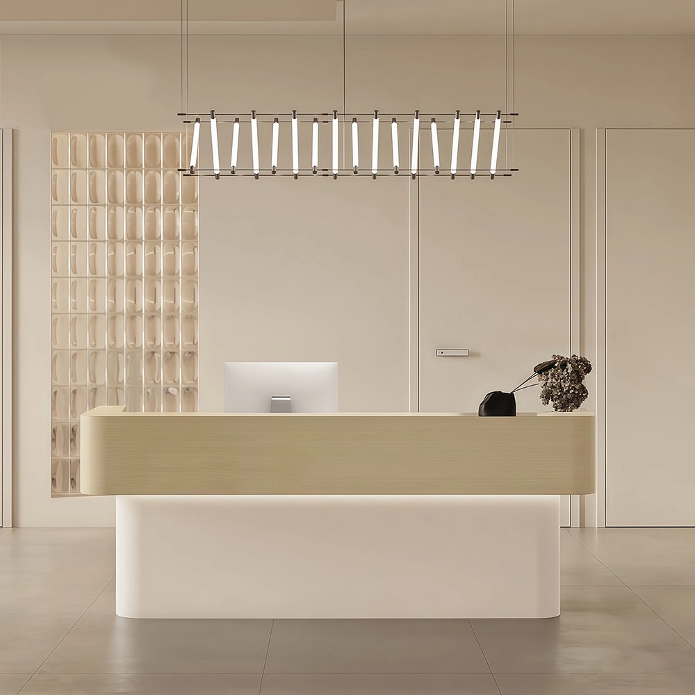 Modern Rounded Wood Reception Desk - Maoters