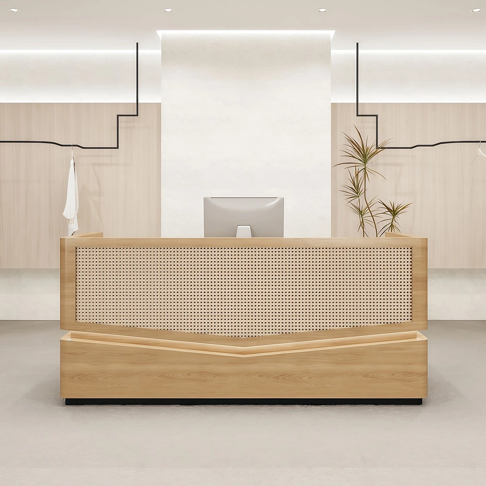 Modern Woven Rattan Reception Desk - Maoters