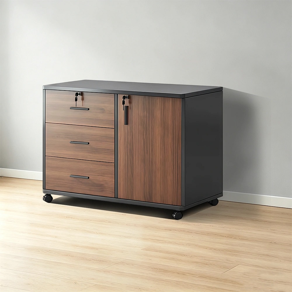 Mobile Under-Desk Storage Cabinet With Locking Drawer