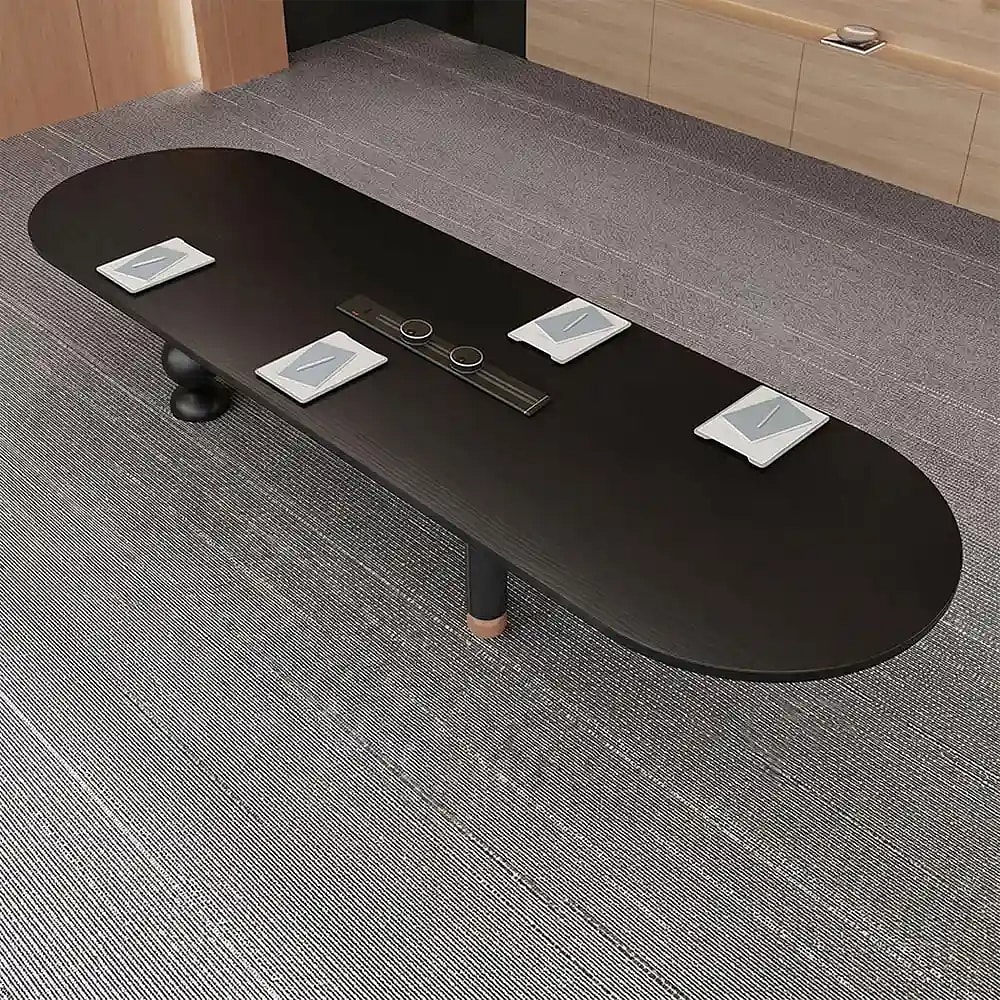 Modern Oval Conference Table with Cable Management - Maoters