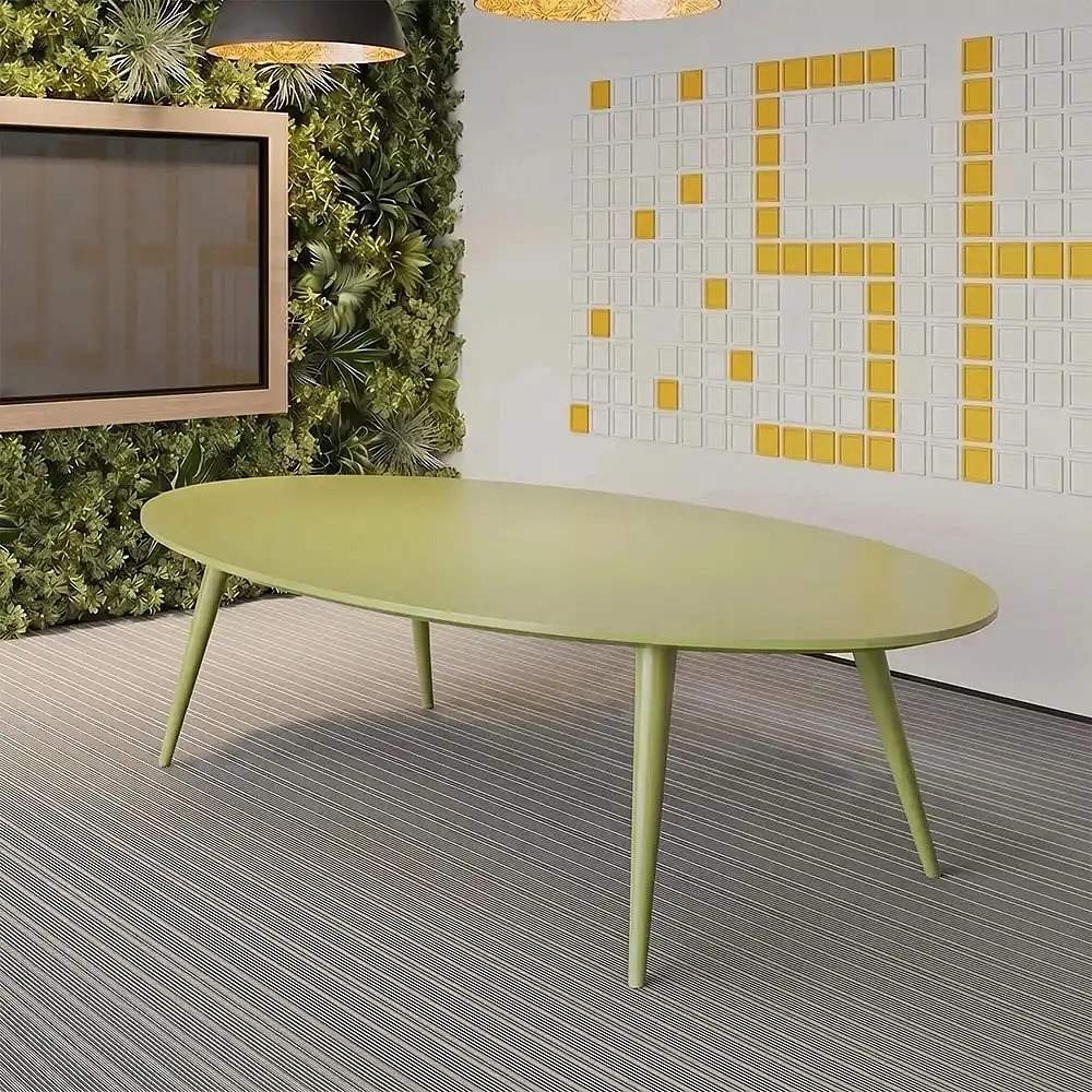 Ellipse Solid Wood Green Conference Table - Maoters