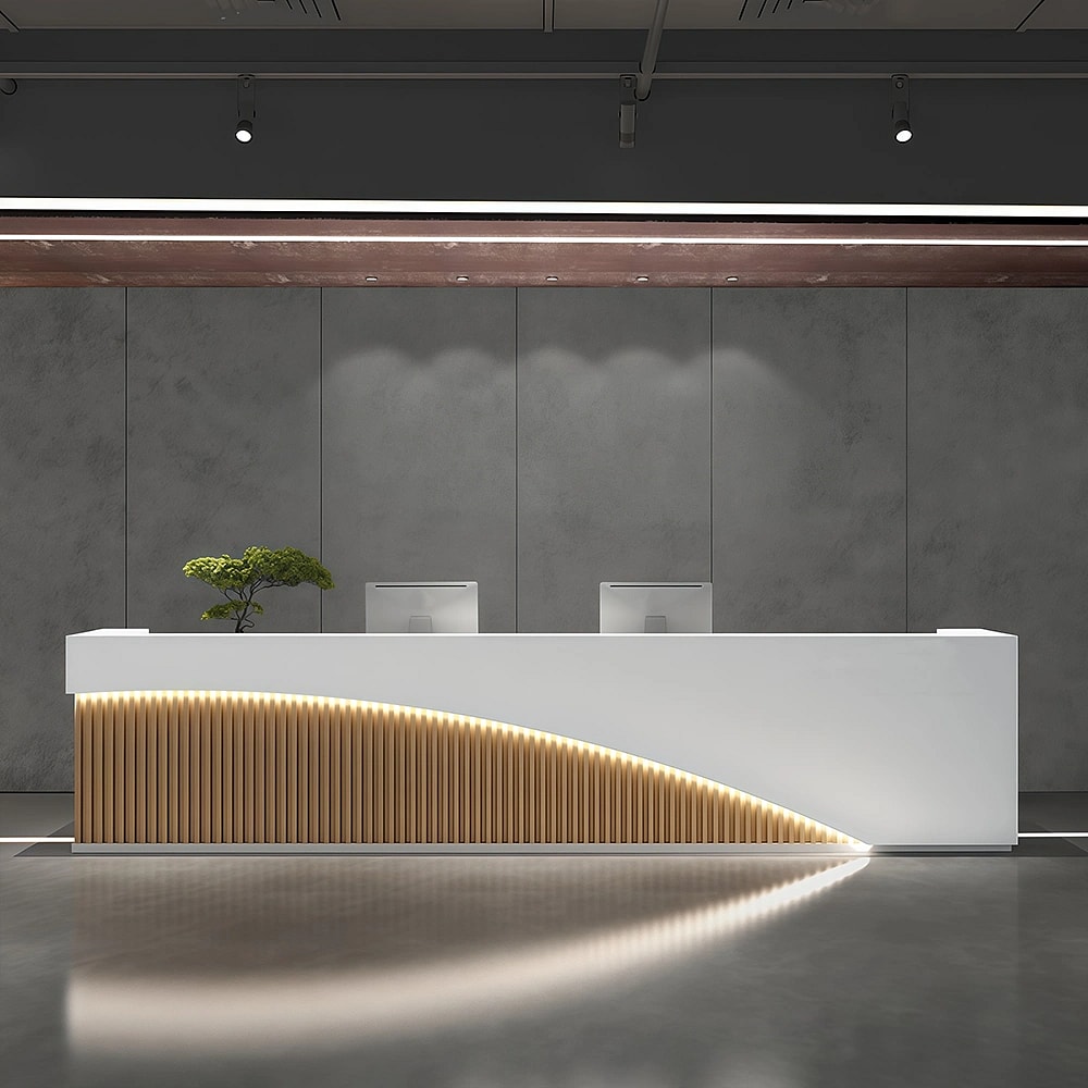 Sleek Straight Reception Desk with Gradient Curved