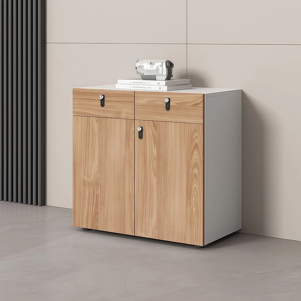 Combination Lock Wooden File Cabinet