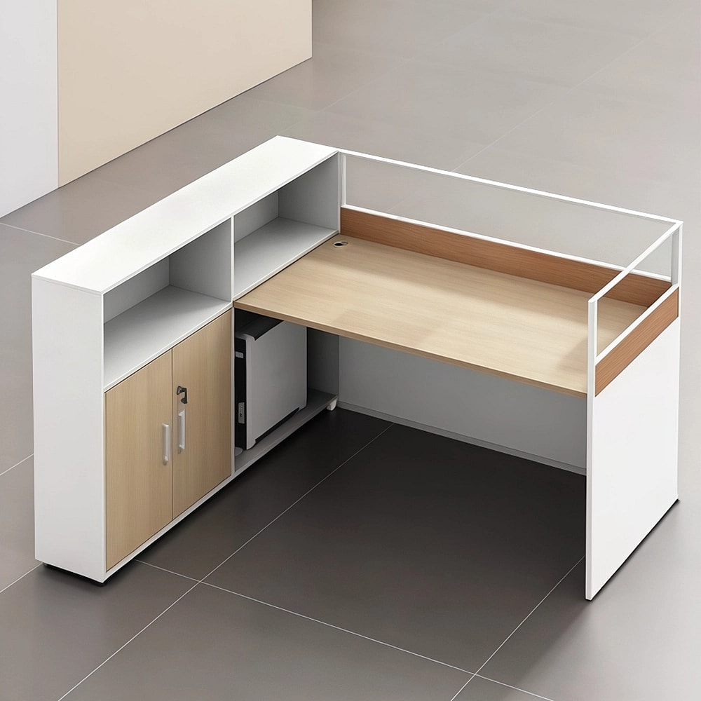 Modern Office Desk with Integrated Storage Unit