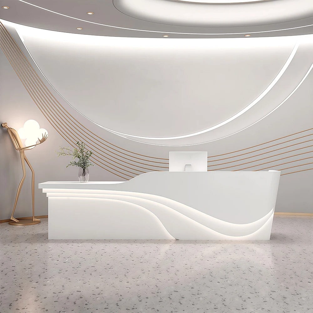 Modern Wave-Shaped Reception Desk - Maoters