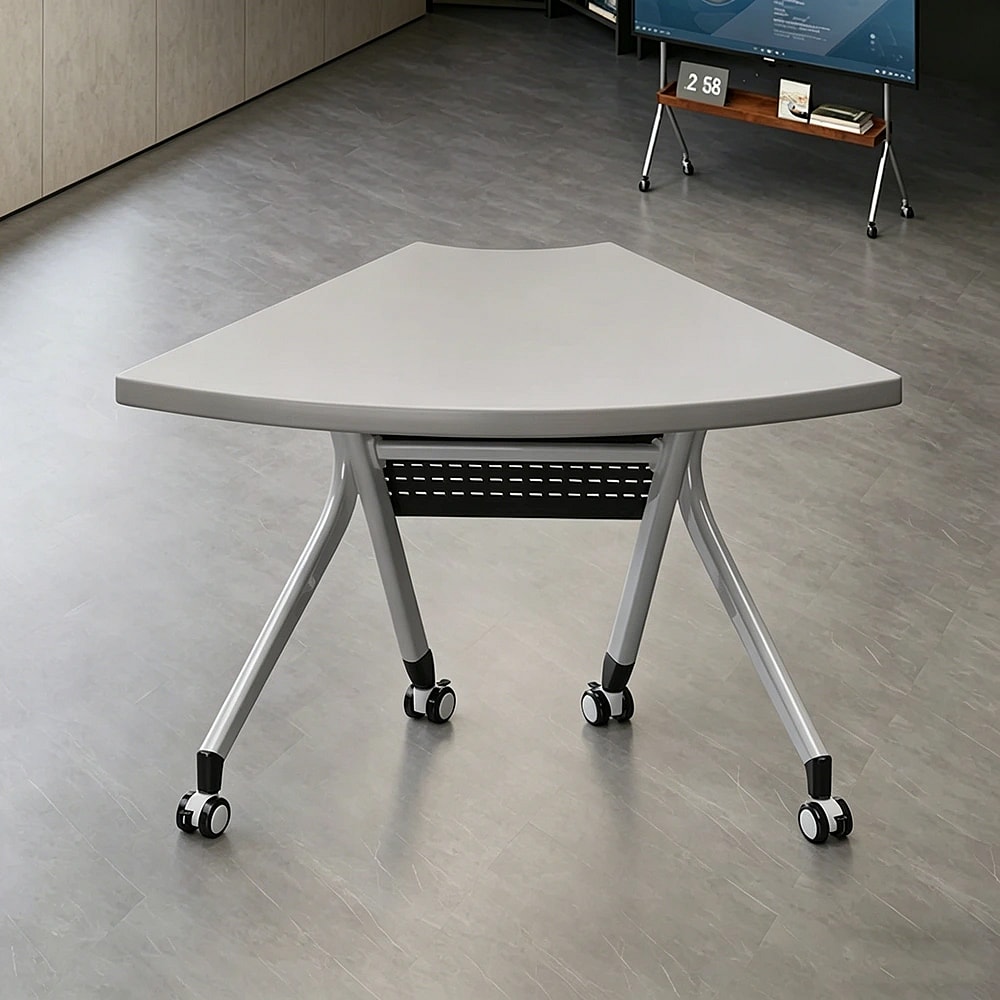 White Wooden Folding Conference Table – Mobile Modular Design