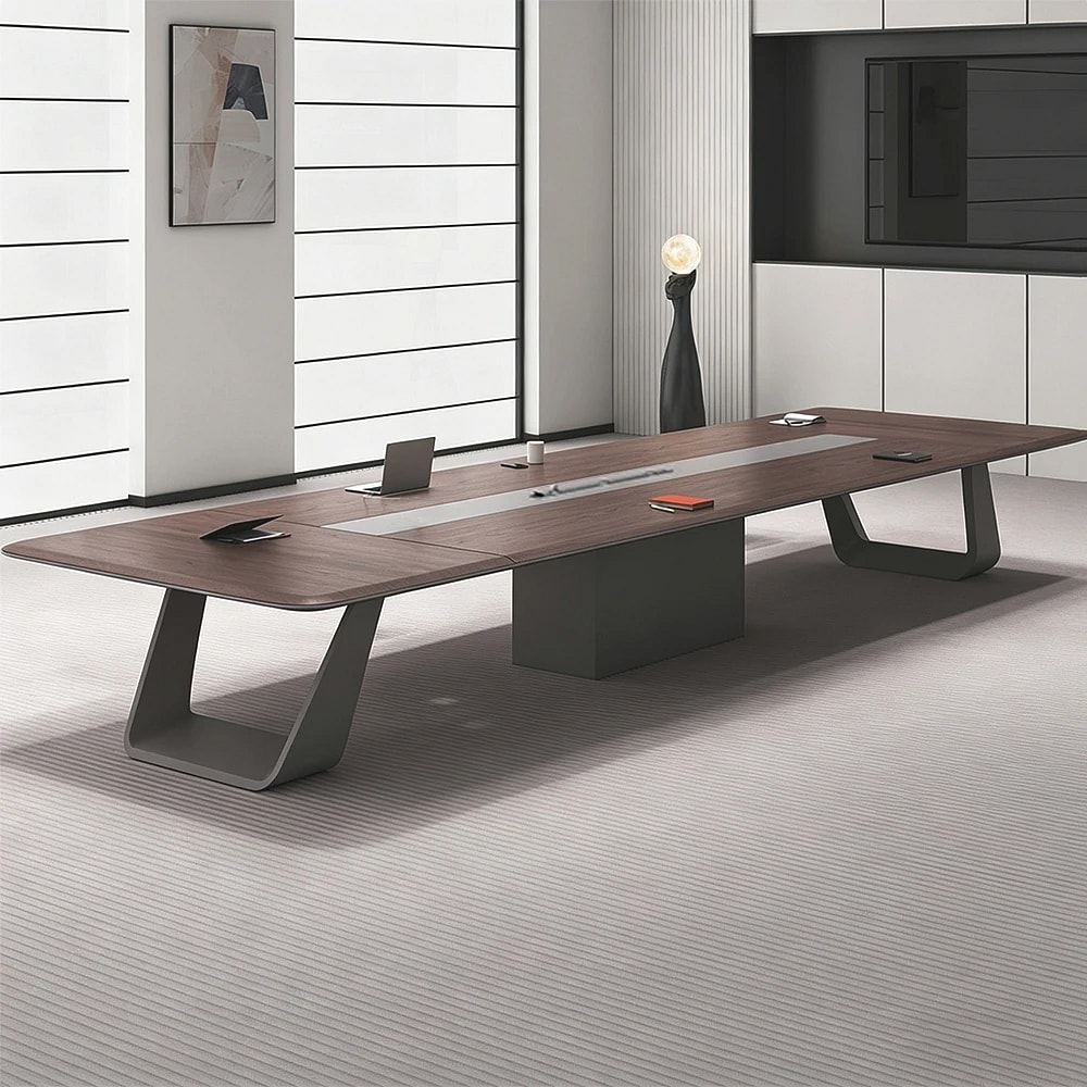 Modern Luxury Wood Conference Table with Cable Management - Maoters