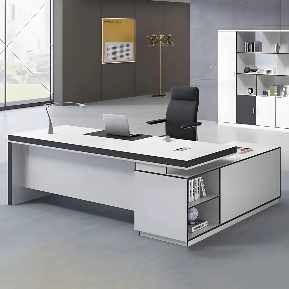 Modern and White Presidential Office Desk Modern and White Presidential Office Desk