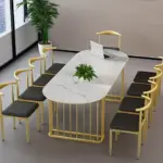 Rock Slab Marble Conference Table Oval Desk