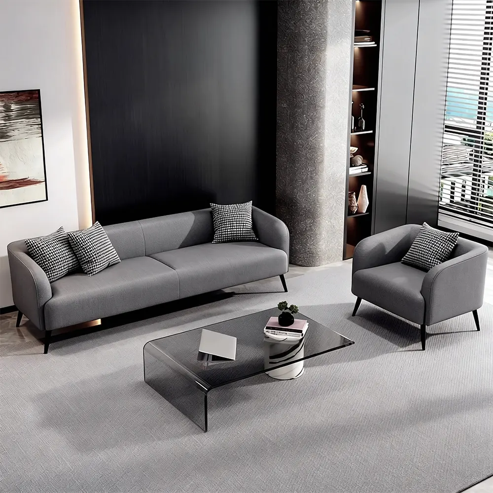 Modern Minimalist Leather Sofa, Double & Triple Seater