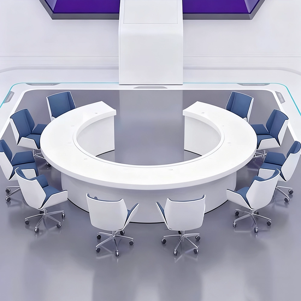 Creative Painted Round Conference Table - White Creative Painted Round Conference Table - White
