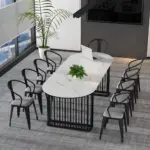 Rock Slab Marble Conference Table Oval Desk