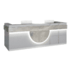 Modern Reception Desk - Light Wood Grain Finish
