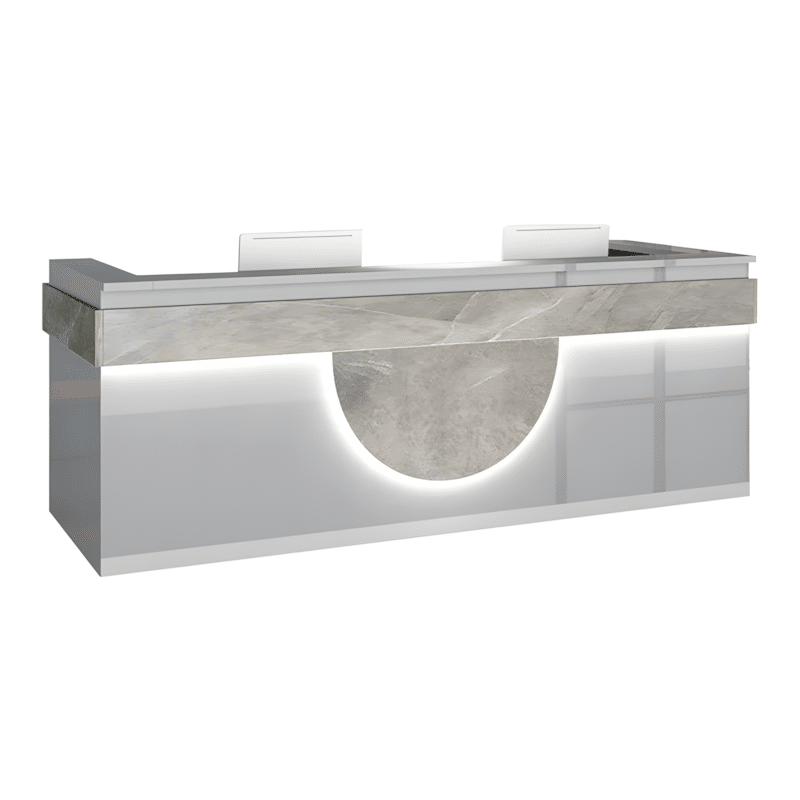 Modern Reception Desk - Light Wood Grain Finish